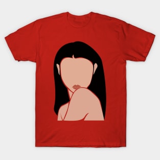 Woman Black Long Hair T-Shirt